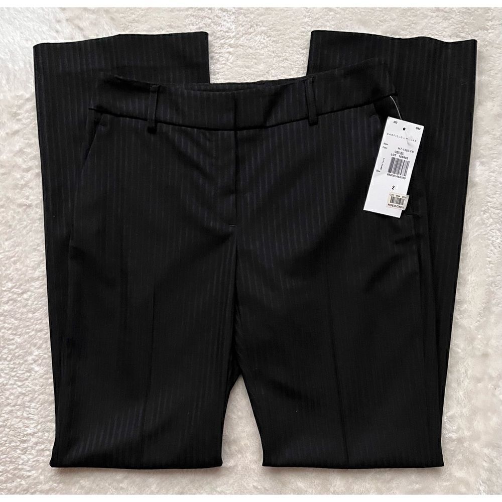 NWT Garfield & Marks CLASSIC BLACK TROUSER IN GILBEY PINSTRIPE